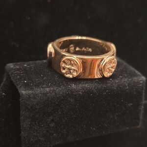 Tory Burch Miller Raised Stud Band Ring Rose Gold Size 6